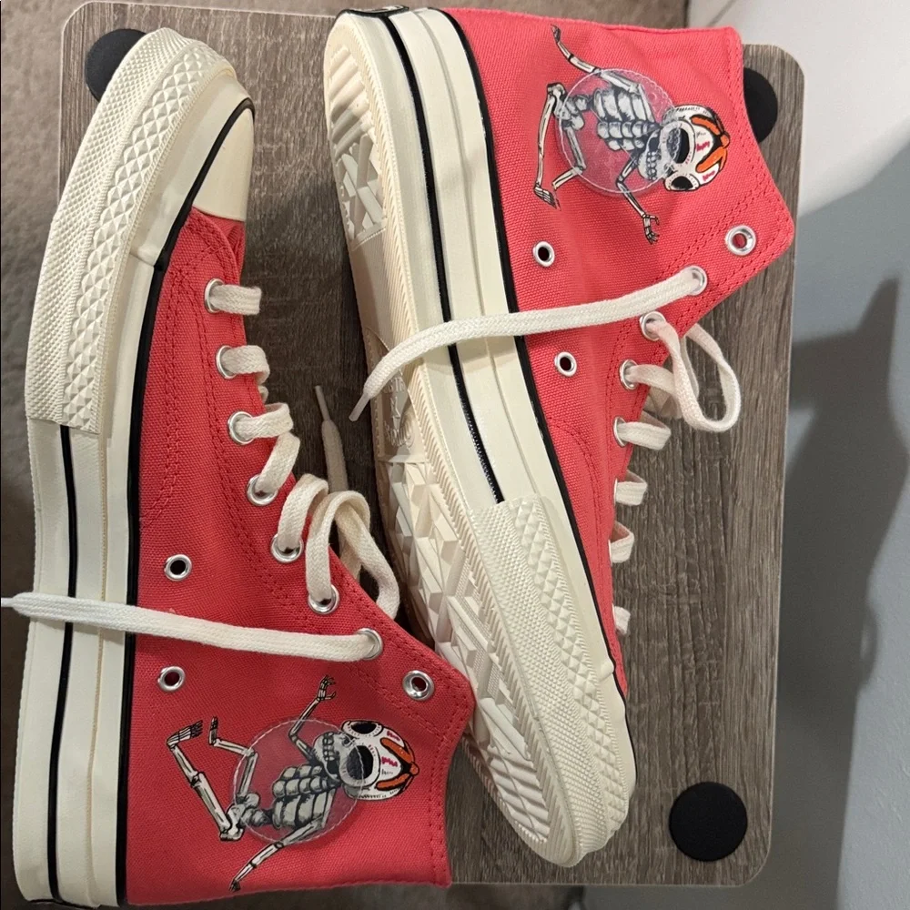 Converse Chuck 70 Pink High Top Sneakers Dia de los Muertos US Men’s 9.5 - Picture 2 of 10
